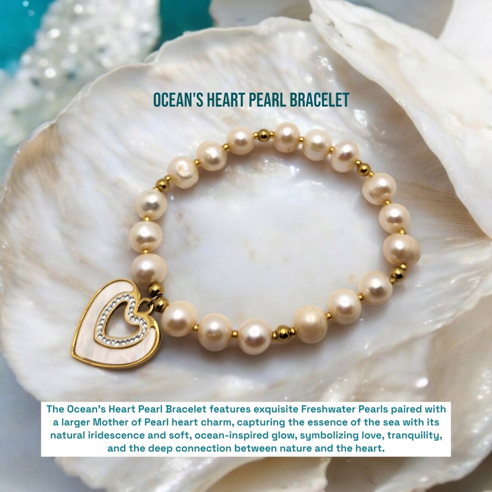 Freshwater Pearl Bracelet with Heart charm